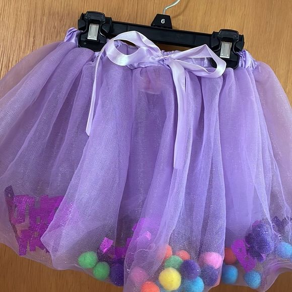 •PRINCESS EXPRESSIONS•TUTU “BIRTHDAY GIRL” SKIRT WITH COLORFUL POM-POM SIZE 4-6X - Picture 4 of 7